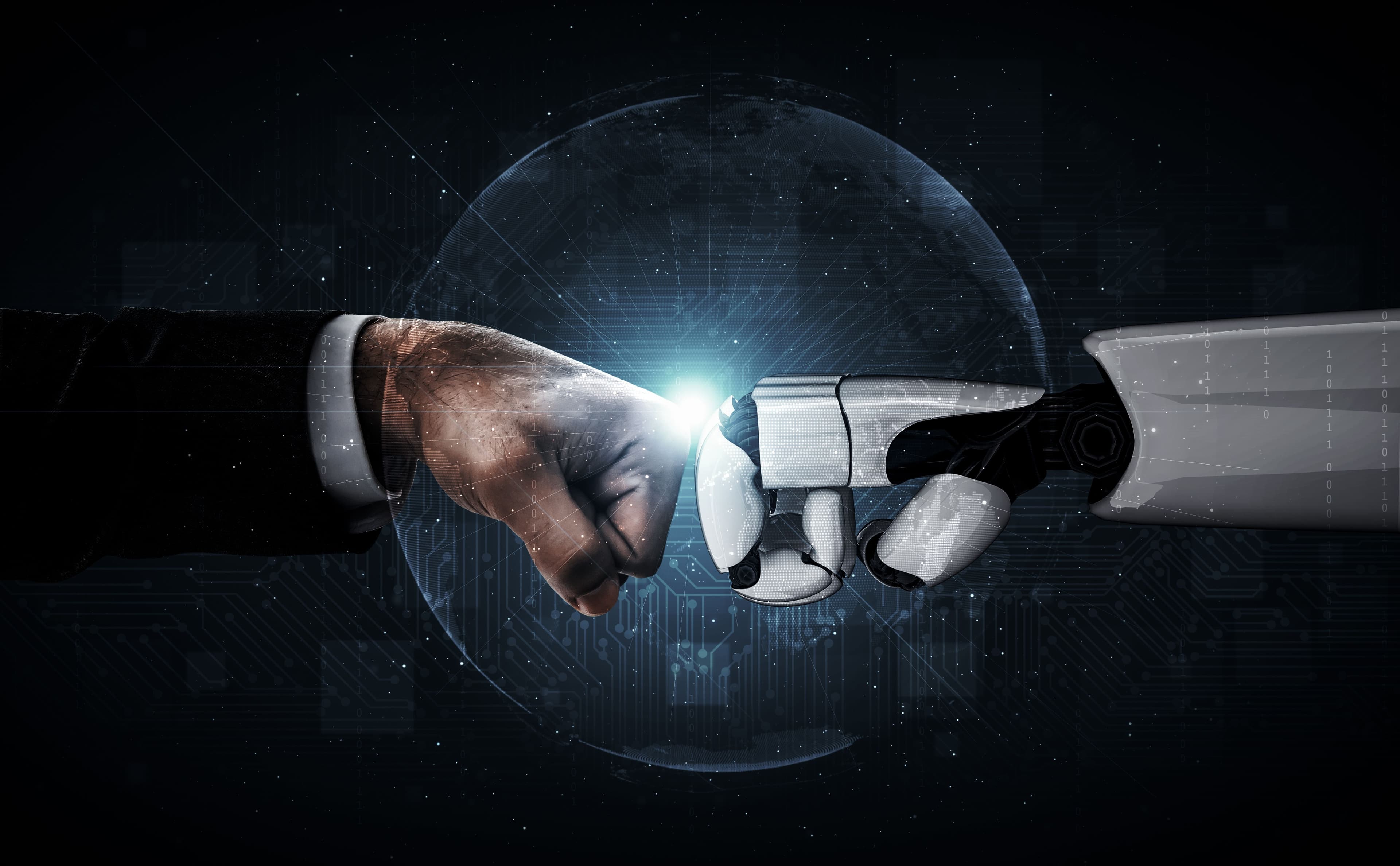 Abstract visualization of AI systems, digital twins, and connected operations