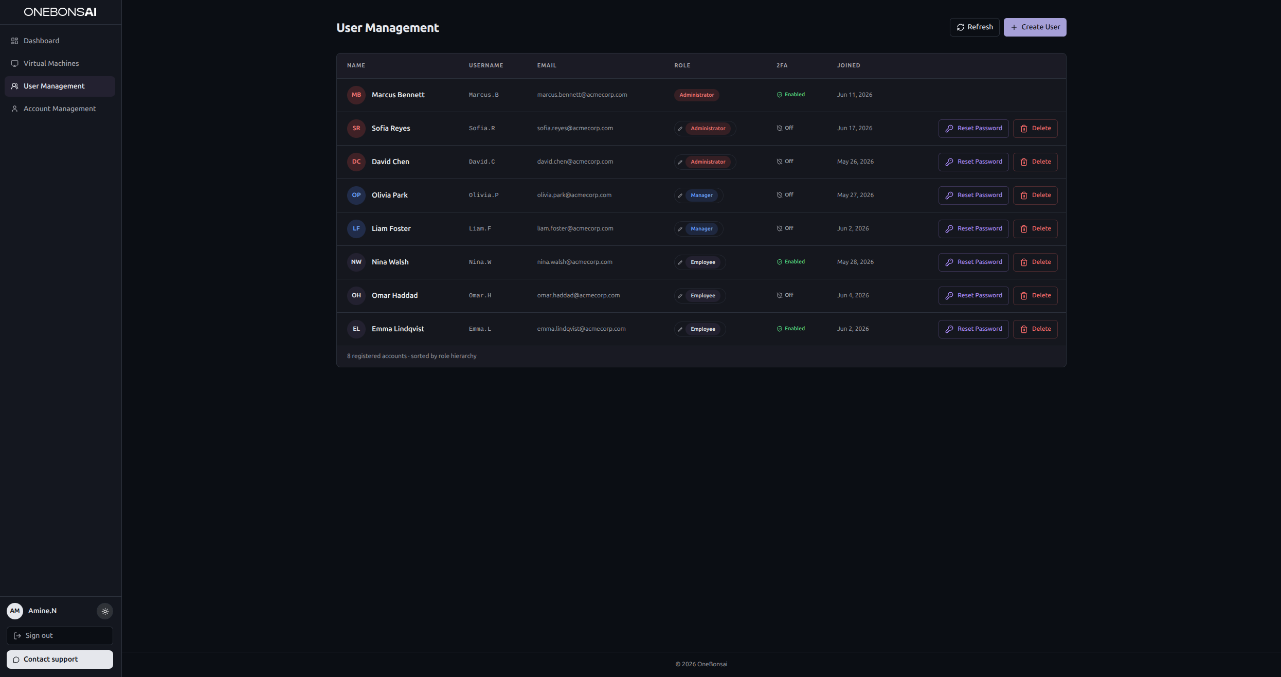Built-in user and access management